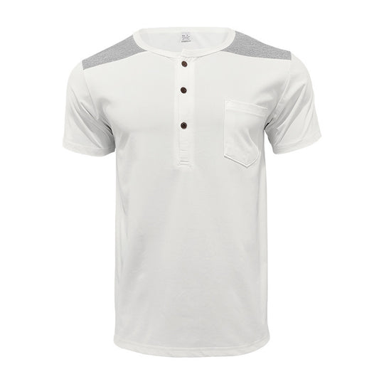 Herren Kurzarm Henley-T-Shirt mit strukturiertem Design und praktischer Brusttasche EB