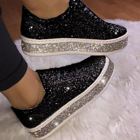 Damen Glitzernde Plateau-Sneaker EB