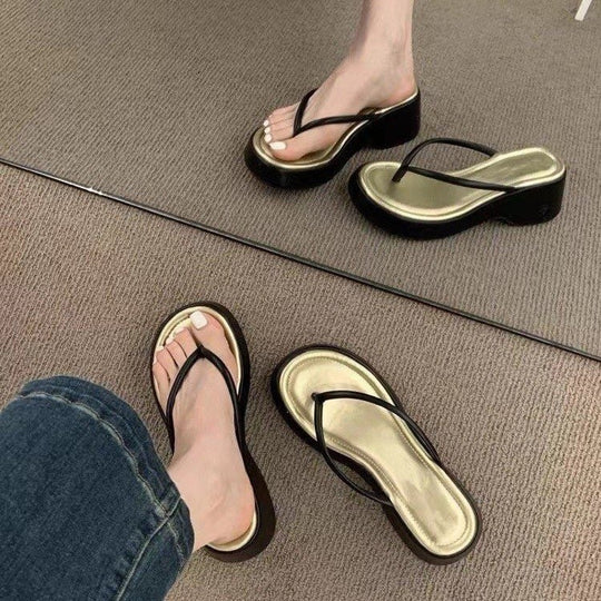 Damen komfortable Zehentrenner-Sandalen mit stützendem Plateau EB