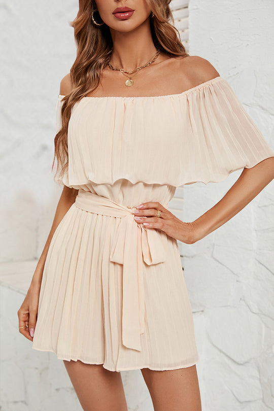 Damen Jumpsuit mit eleganter Rüsche und verstellbarem Taillengürtel EB