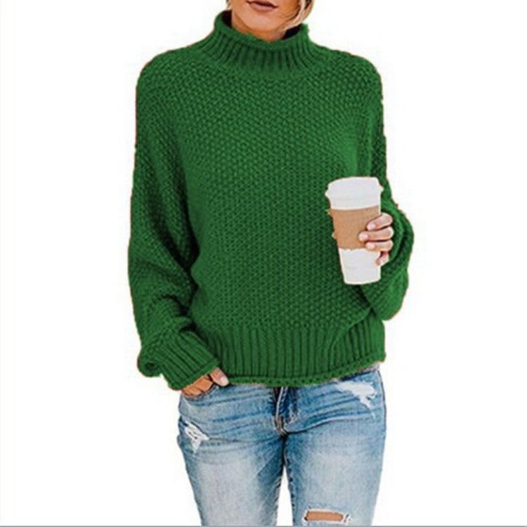 Damen Gemütlicher Pullover mit hohem Kragen und strukturierter Maschenoptik EB