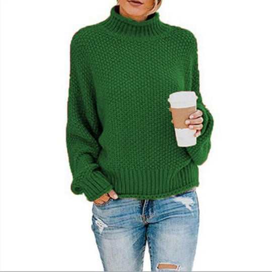 Damen Gemütlicher Pullover mit hohem Kragen und strukturierter Maschenoptik EB