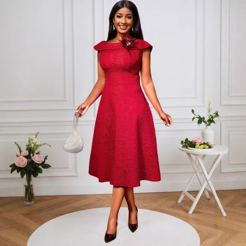 Damen A-Linien Abendkleid mit dekorativem Off-Shoulder-Ausschnitt EB