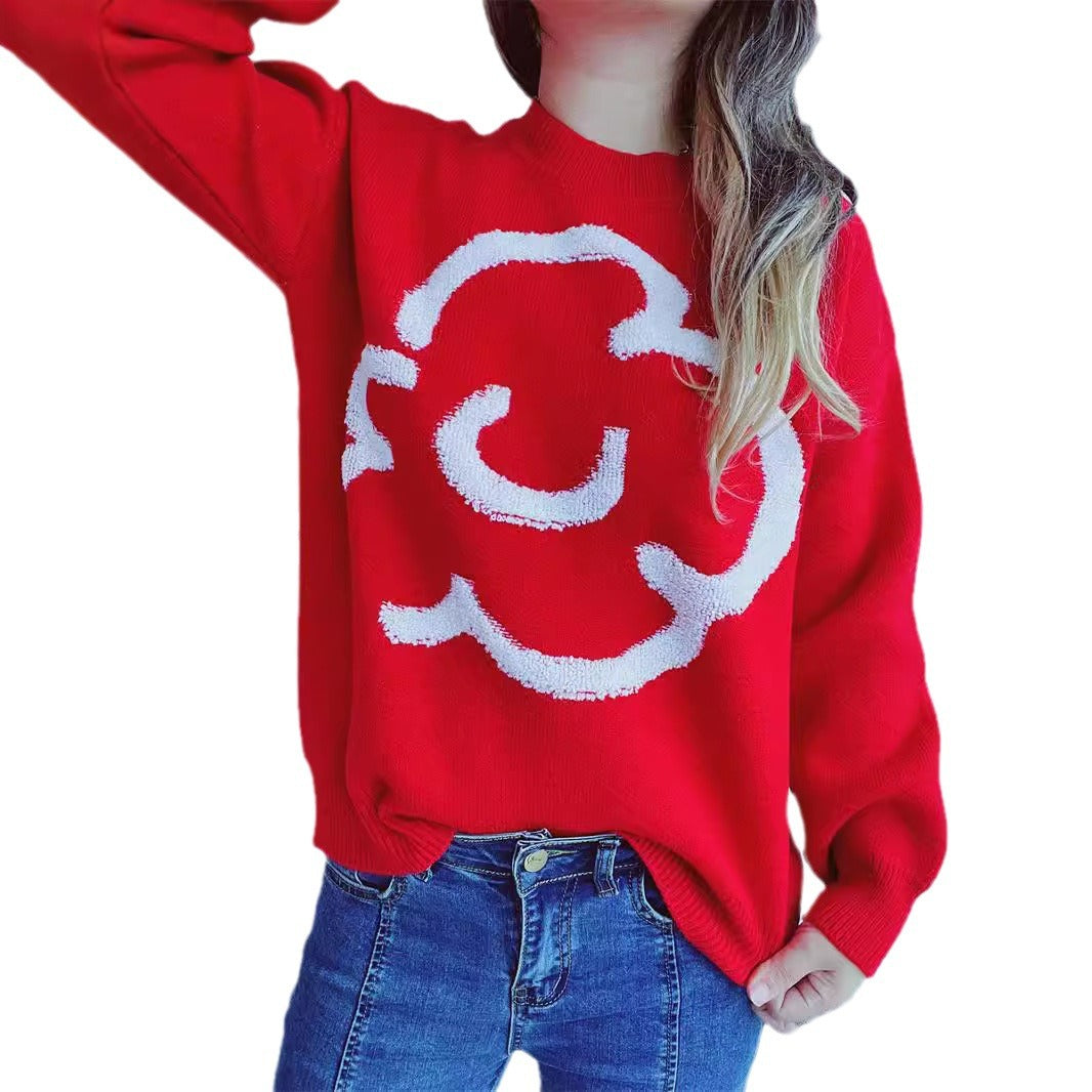 Damen gemütlicher Pullover mit verspieltem Motiv EB