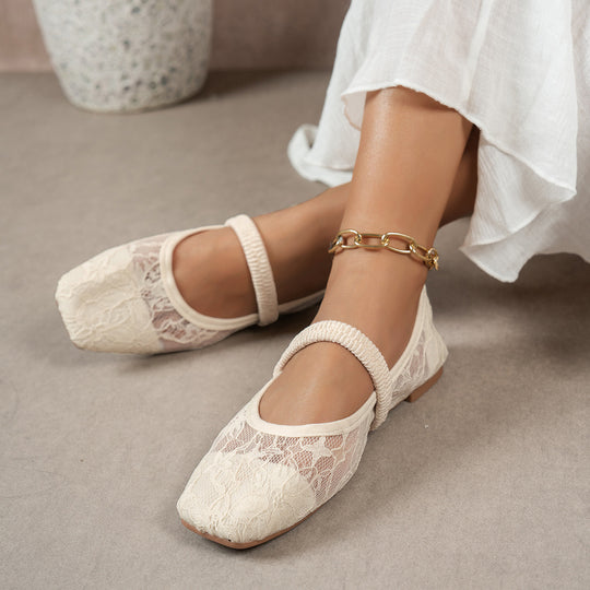 Damen elegante Ballerinas mit floralen Applikationen und rutschfester Sohle EB