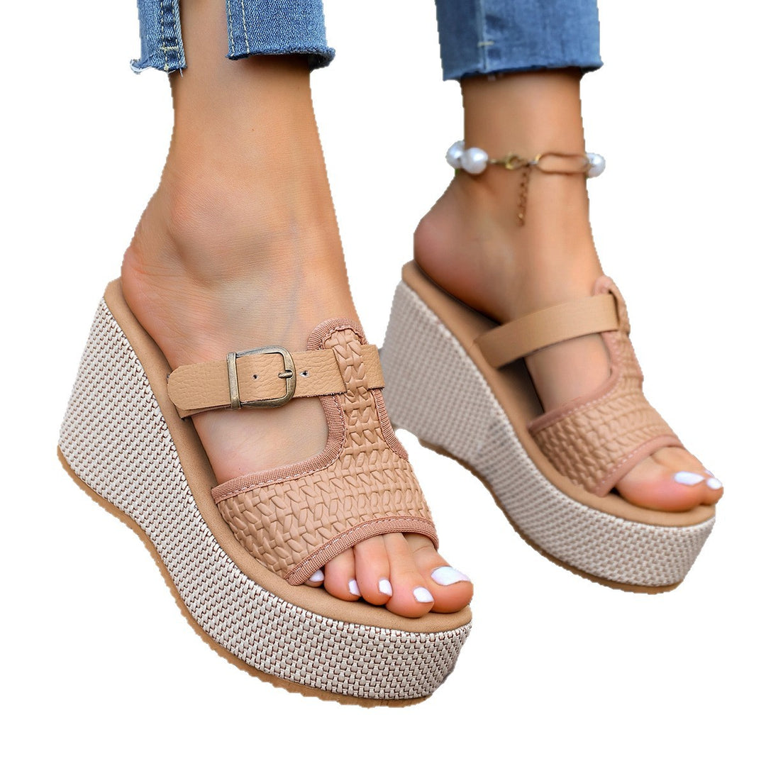 Damen Wedge-Pantoletten mit geflochtenem Riemendesign und komfortabler Sohle EB