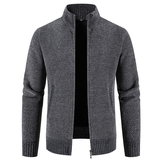 Herren modische Strickjacke mit hochgeschlossenem Kragen und Reißverschluss EB