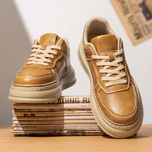 Damen Elegante Leder Sneakers mit gedämpfter Sohle EB