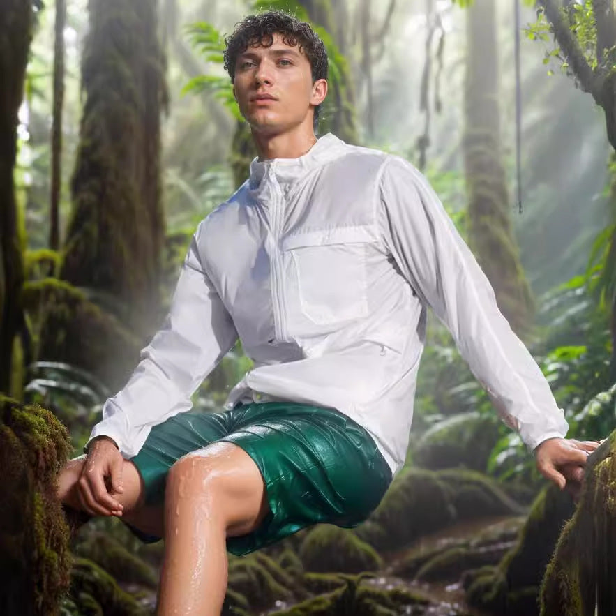 Herren leichte Outdoor-Jacke mit praktischen Taschen und verstellbarem Kapuzenkragen EB