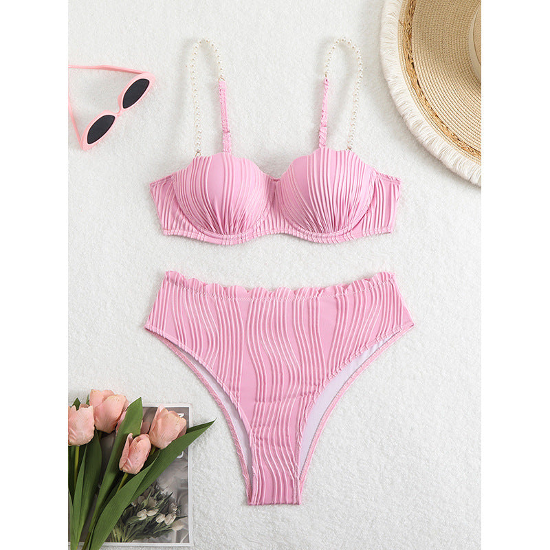 Damen Push-Up-Bikini mit Raffung und eleganten Trägern EB