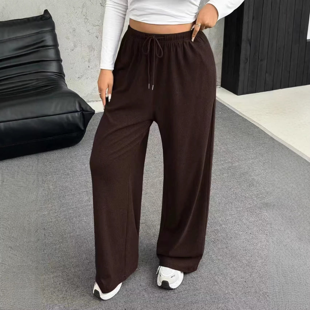 Damen nan weite Relaxhose mit hohem Bund elastischem Kordelzug und weitem Bein EB