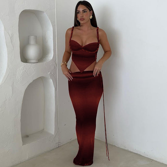 Damen Elegantes Maxikleid mit Taillenschnitt und verführerischem Schnitt EB