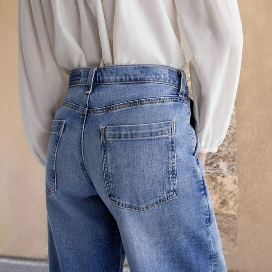 Damen Weite Jeans mit hohem Bund und klassischem Design EB