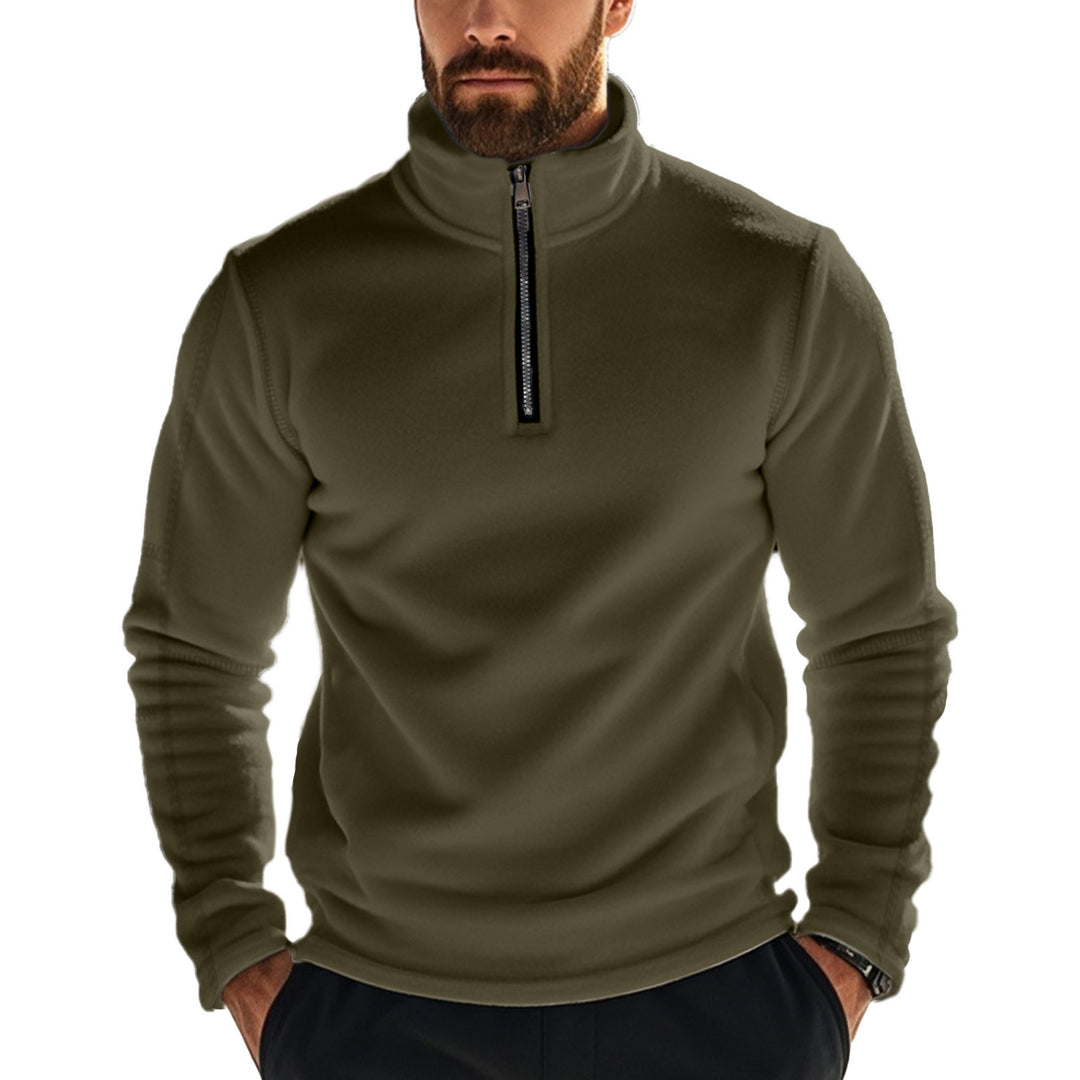 Herren Fleece-Pullover mit hohem Kragen und praktischer Reißverschlussöffnung EB
