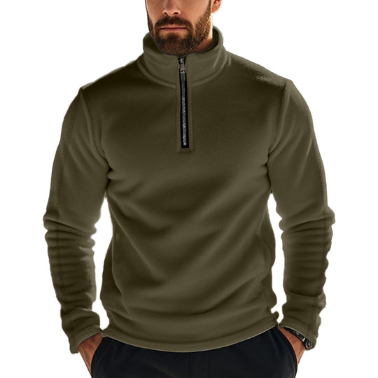 Herren Fleece-Pullover mit hohem Kragen und praktischer Reißverschlussöffnung EB