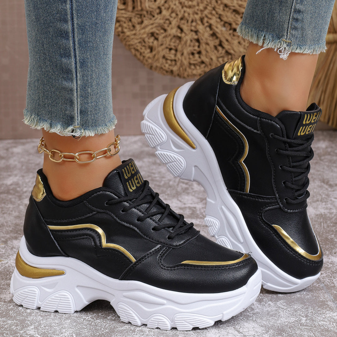 Damen Sportliche Sneaker mit modischem Metallic-Detail und dämpfender Sohle EB