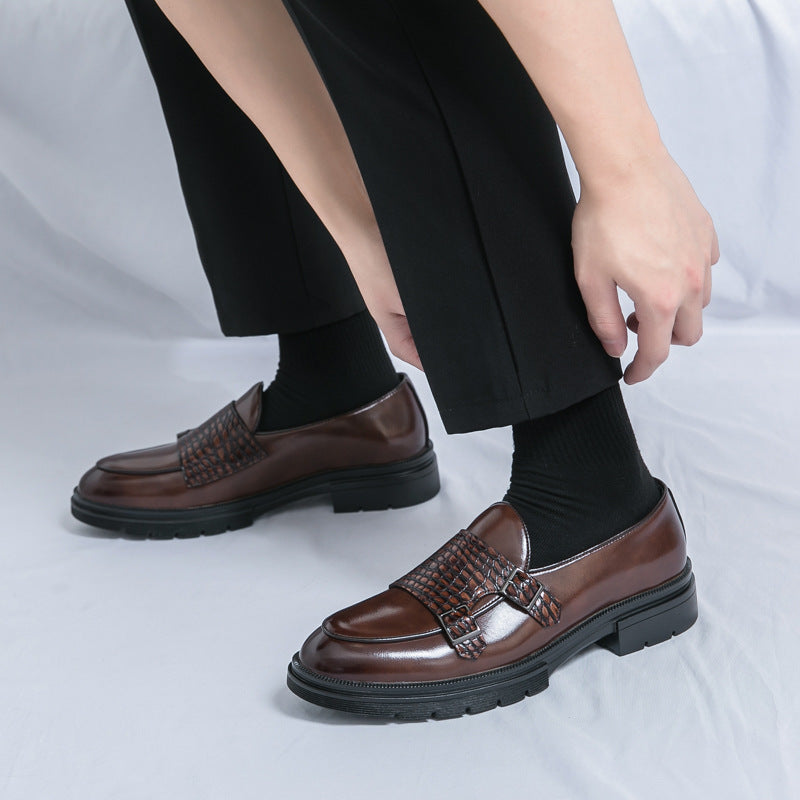 Damen elegante Mokassins mit modischen Schnallen und robustem Profil EB