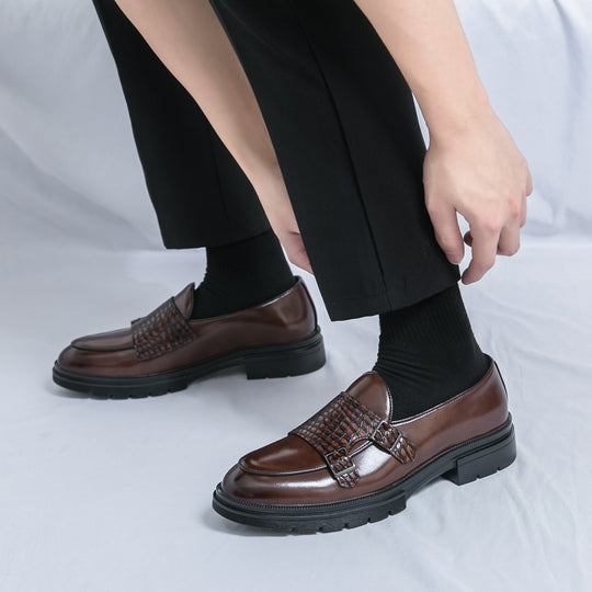 Damen elegante Mokassins mit modischen Schnallen und robustem Profil EB