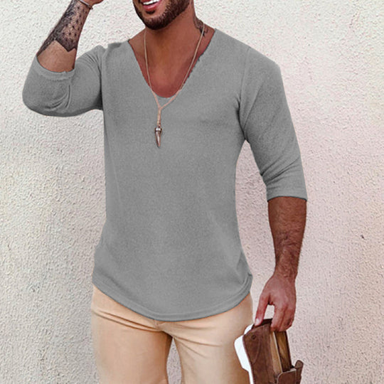 Herren V-Ausschnitt Shirt mit innovativem Strukturdesign EB