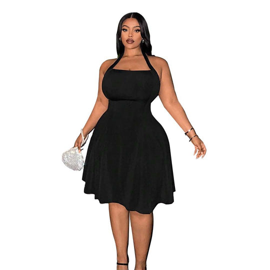 Damen A-Linien Freizeitkleid mit schulterfreiem Design und schwingendem Rock EB