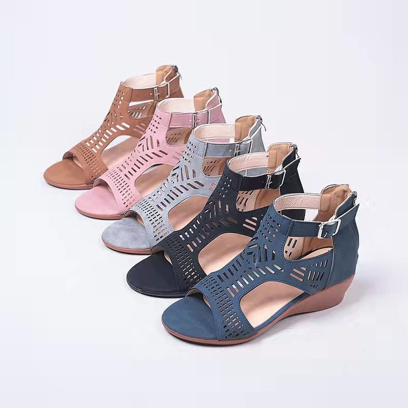 Damen Wedge-Sandalen mit modischem Cut-Out-Design und rutschfester Sohle EB