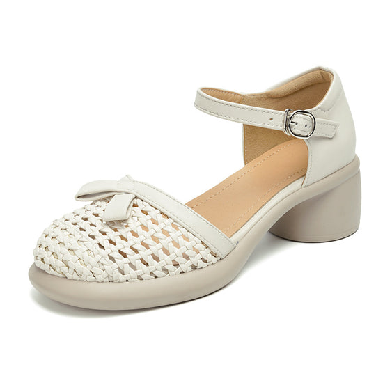 Damen Ballerinas mit elegantem Riemchen und modischem Flecht-Design EB