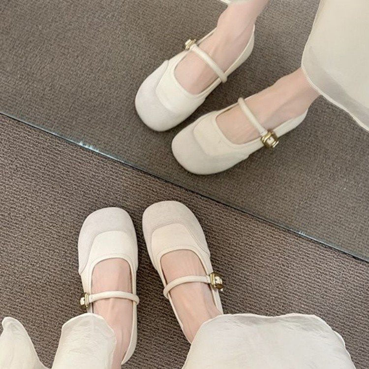 Damen elegante Ballerinas mit modischer Schnallenverzierung EB