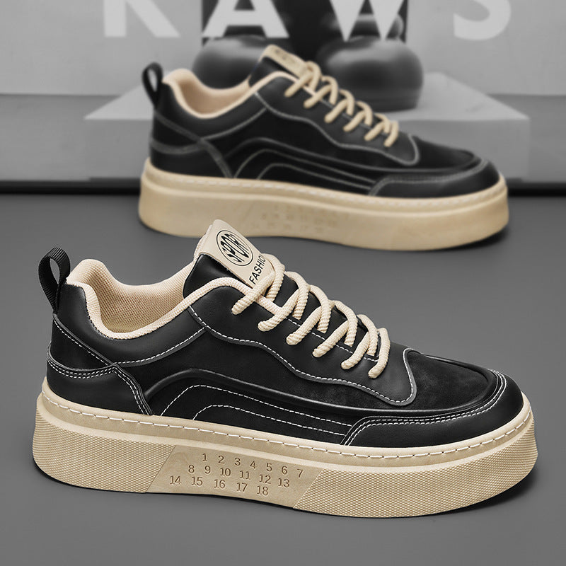 Damen Sportliche Plateau Sneakers mit robustem Lederoberteil und modischem Design EB
