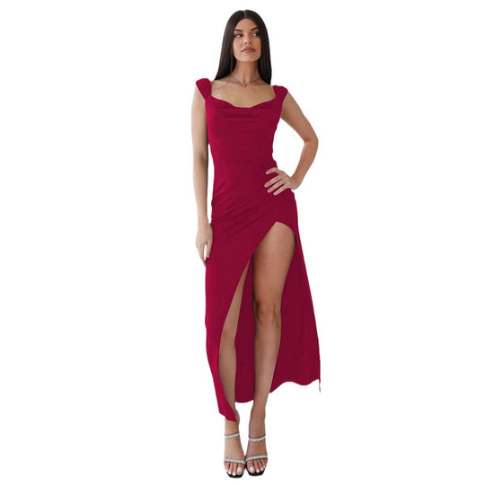 Damen Elegantes Wickelkleid mit hohem Schlitz und figurformendem Schnitt EB