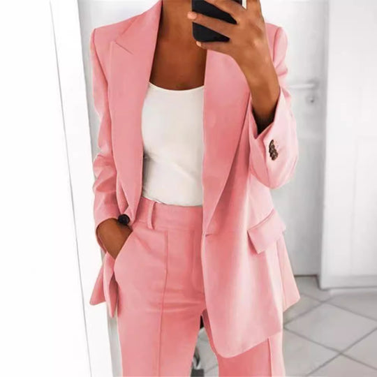 Damen nan Business-Blazer-Set mit strukturierter Oversize-Silhouette, Reverskragen und Bundfaltenhose EB