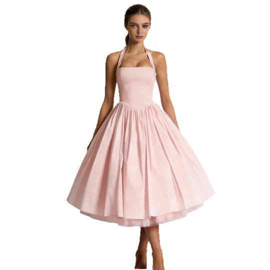 Damen Elegantes A-Linien Cocktailkleid mit schulterfreier Halterung und weichem Baumwollstoff EB