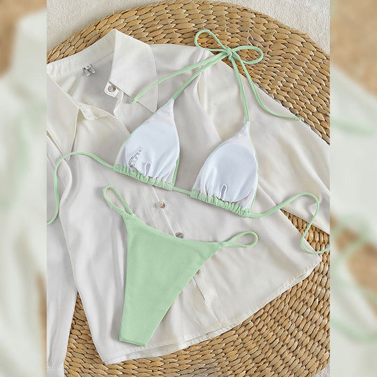 Damen Triangel-Bikini mit feiner Rippstruktur EB