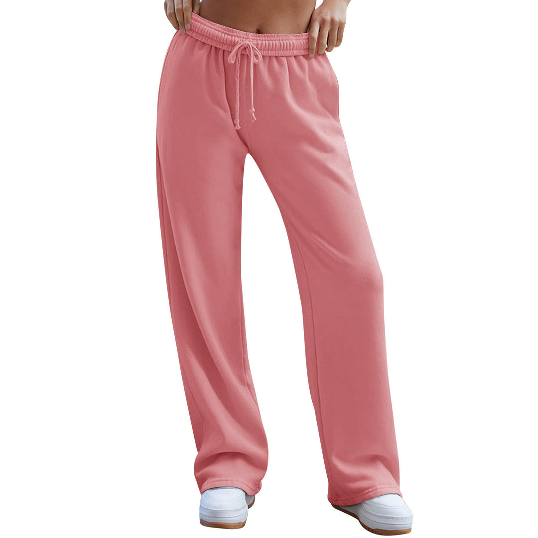 Damen nan weite Komfort-Loungehose mit hochgeschnittener Taille, elastischem Bund und Kordelzug EB
