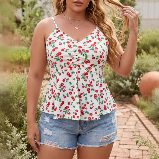 Damen, luftiges Blumenshirt mit Spaghettiträgern EB