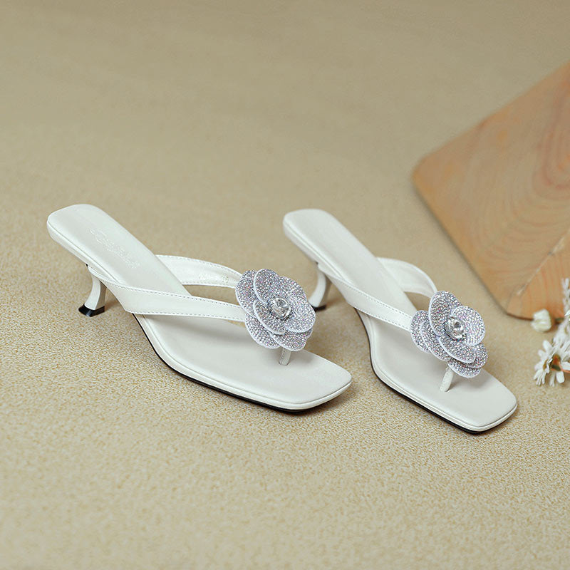 Damen Sling-Sandaletten mit funkelnder Blumenapplikation EB