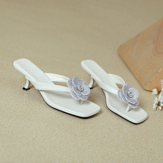 Damen Sling-Sandaletten mit funkelnder Blumenapplikation EB