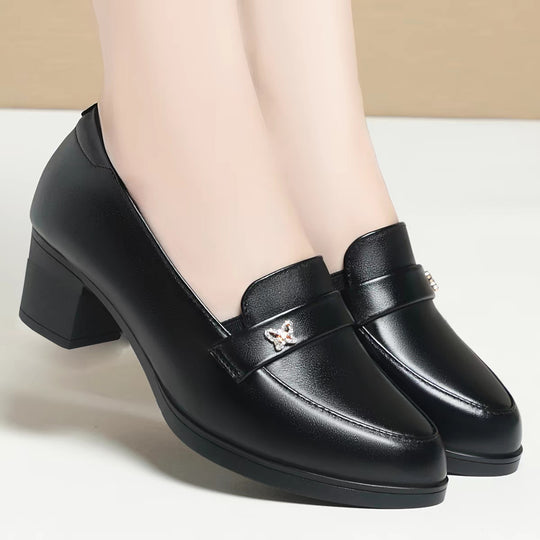 Damen elegante Loafers mit glänzender Dekoration EB