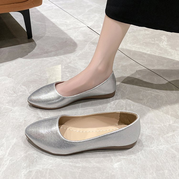 Damen elegante Ballerinas mit schimmerndem Obermaterial EB