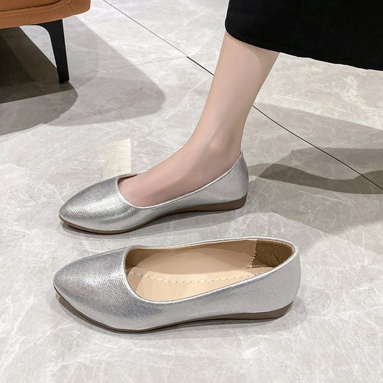 Damen elegante Ballerinas mit schimmerndem Obermaterial EB