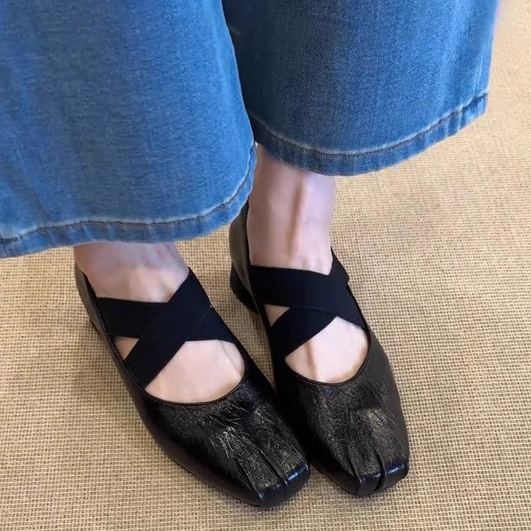 Damen elegante Ballerina-Schuhe mit modernem Riemendesign und komfortablem Absatz EB
