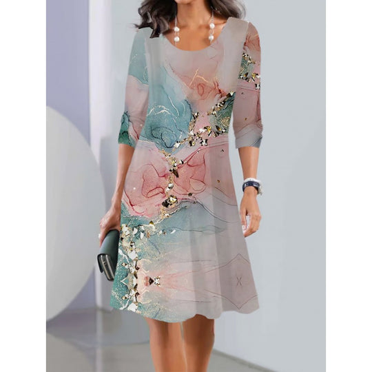 Damen Fließendes Blumenkleid mit eleganter Farbverlaufsgestaltung EB