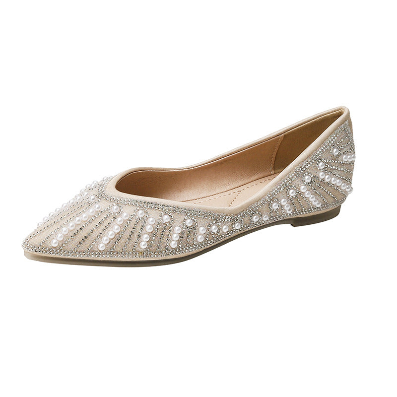 Damen Ballerinas mit funkelnden Perlen- und Strassdetails EB