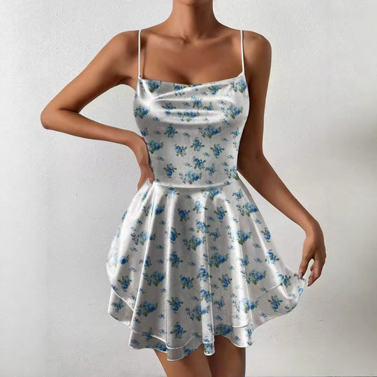 Damen Charmantes Minikleid mit Schichten und Spaghettiträgern EB