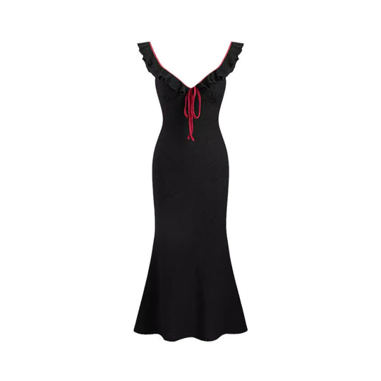 Damen Fließendes Maxikleid mit Rüschendetails EB