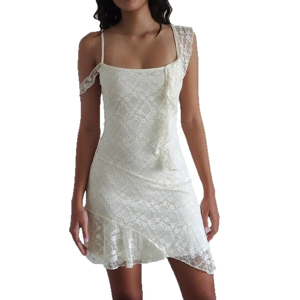 Damen Spitzenkleid mit asymmetrischem Schnitt EB