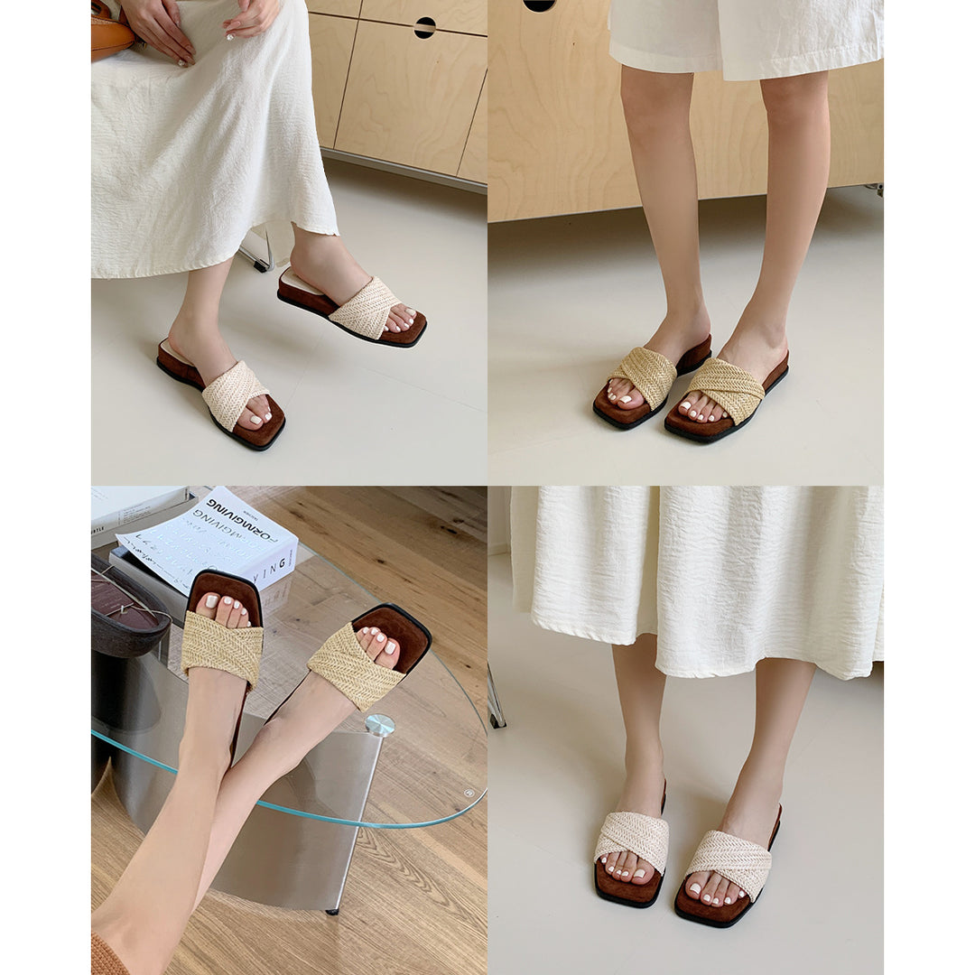 Damen Slip-On Sandalen mit modischem Flecht-Design EB