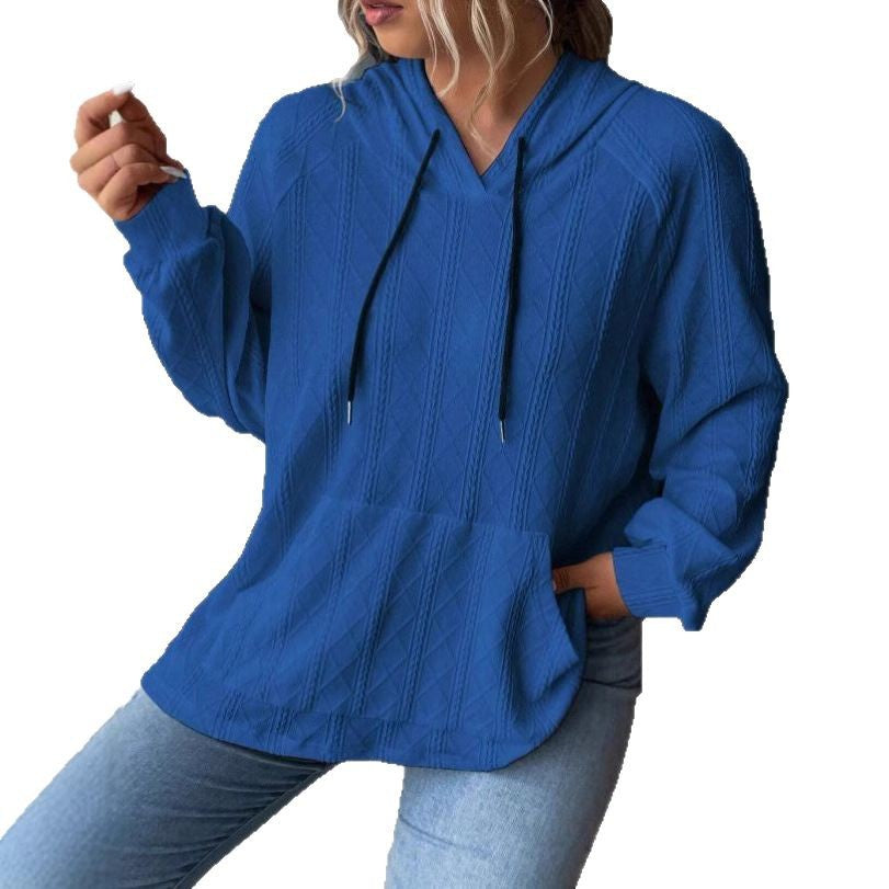 Damen halsferne Kapuzenpullover mit strukturiertem Design EB