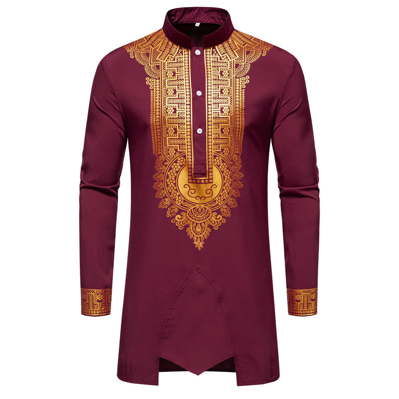 Herren elegante Tunika mit kunstvoller Stickerei und passender Hose EB