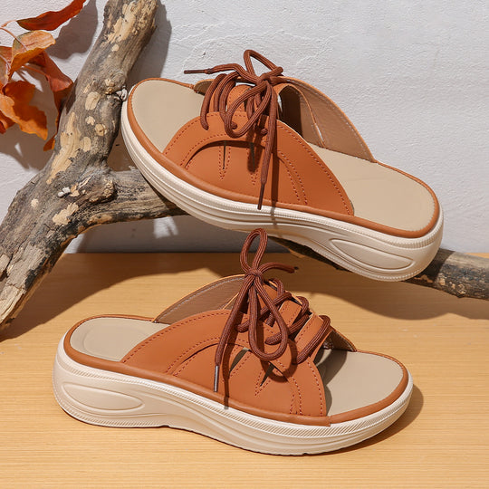 Damen Clogs mit angesagtem Schnürdesign und komfortabler Plateau-Sohle EB