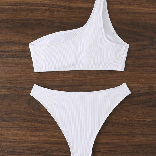 Damen Triangel-Bikini mit asymmetrischem Schnitt und raffiniertem Rippendesign EB